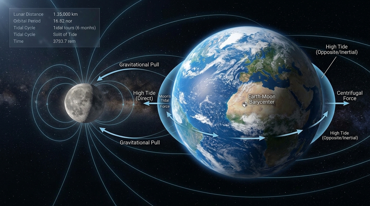 A atração gravitacional da Lua movimenta os oceanos e forma as marés