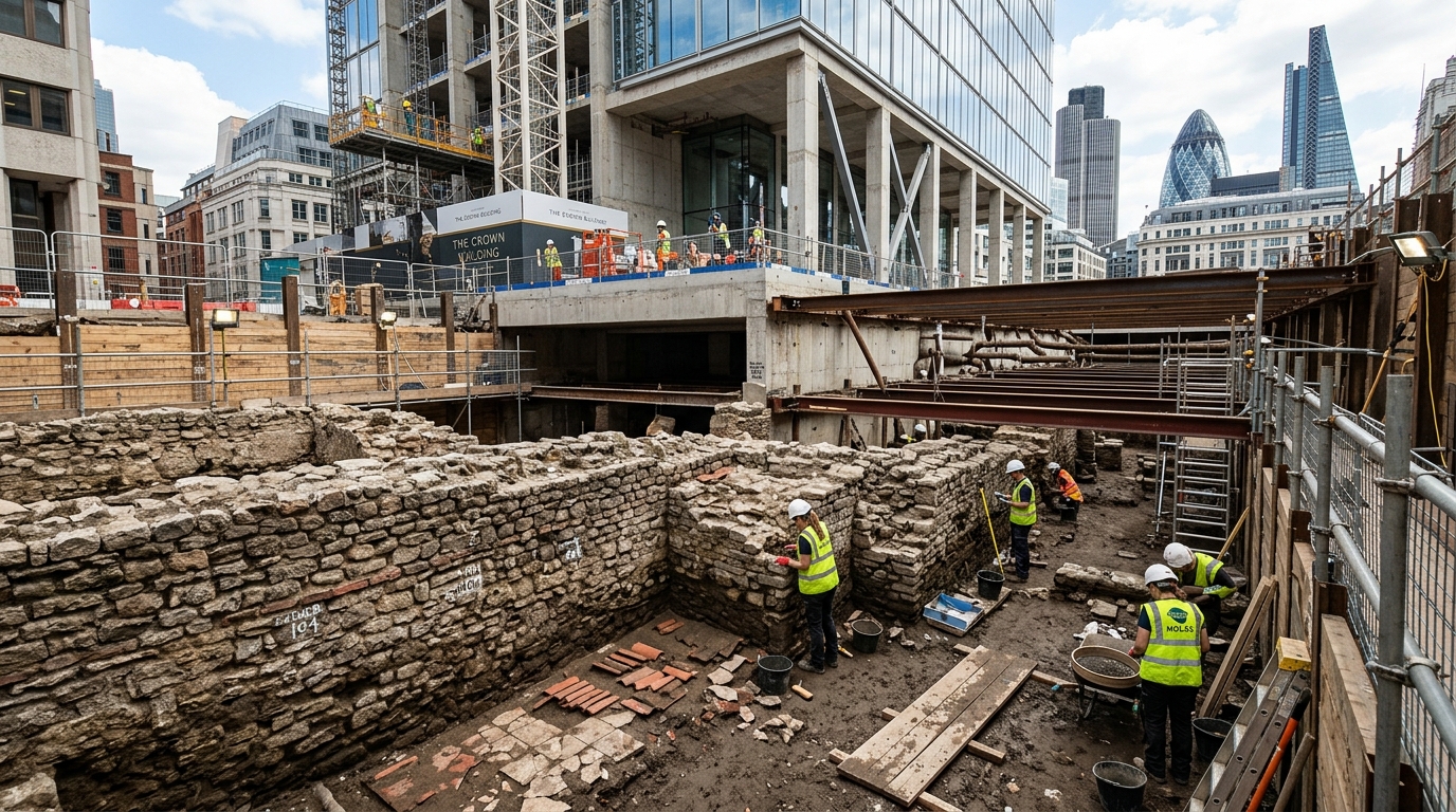 O Museum of London Archaeology, o MOLA, já sabia por pesquisas anteriores que o terreno ficava sobre a extremidade norte da primeira basílica romana