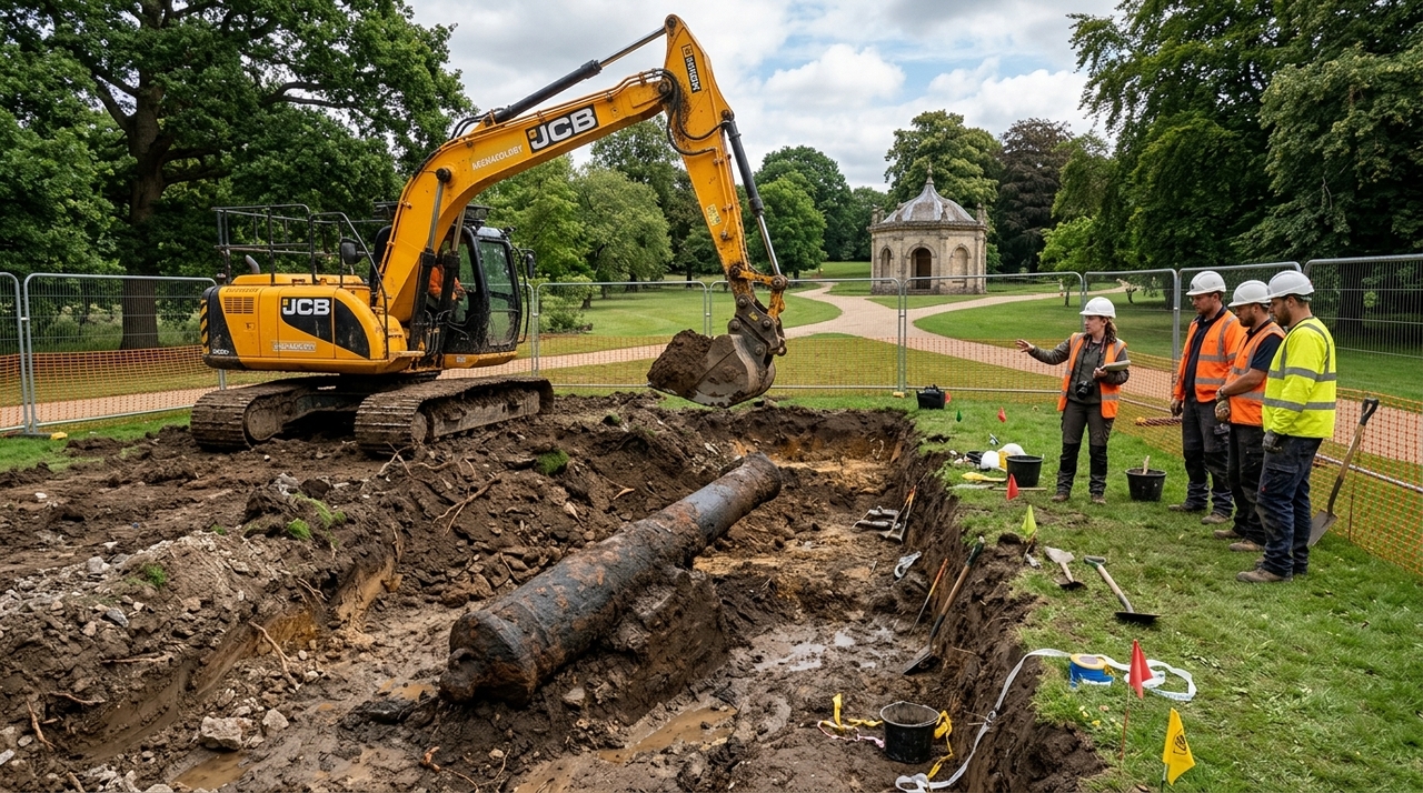 A descoberta aconteceu em Queen’s Gardens, no centro de Hull, durante um grande projeto de revitalização do parque.