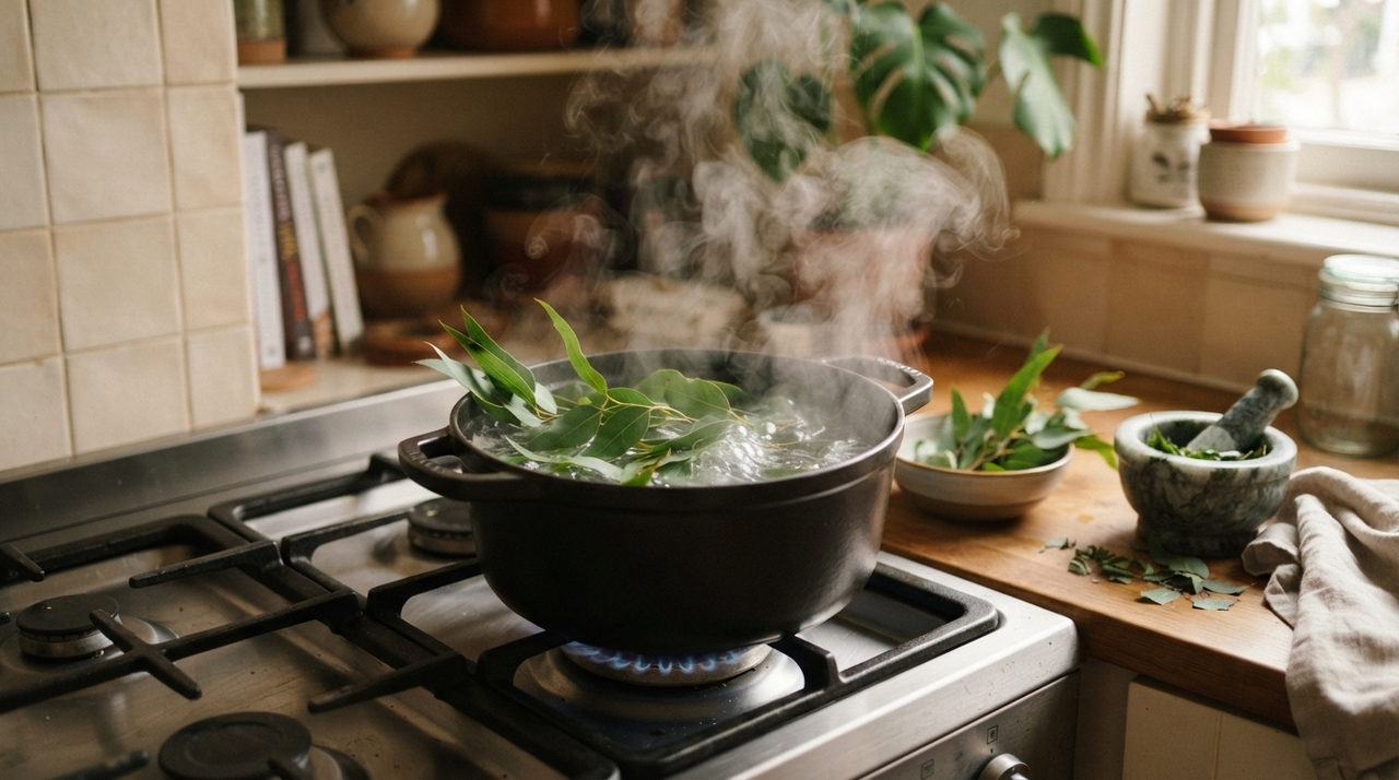Deixar a panela em local seguro enquanto o vapor se dispersa pelo ambiente já produz o aroma desejado.