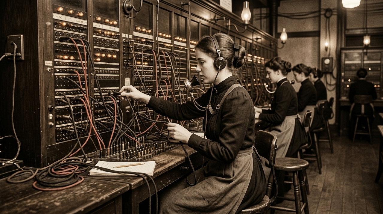 As primeiras centrais telefônicas comerciais surgiram no fim da década de 1870.
