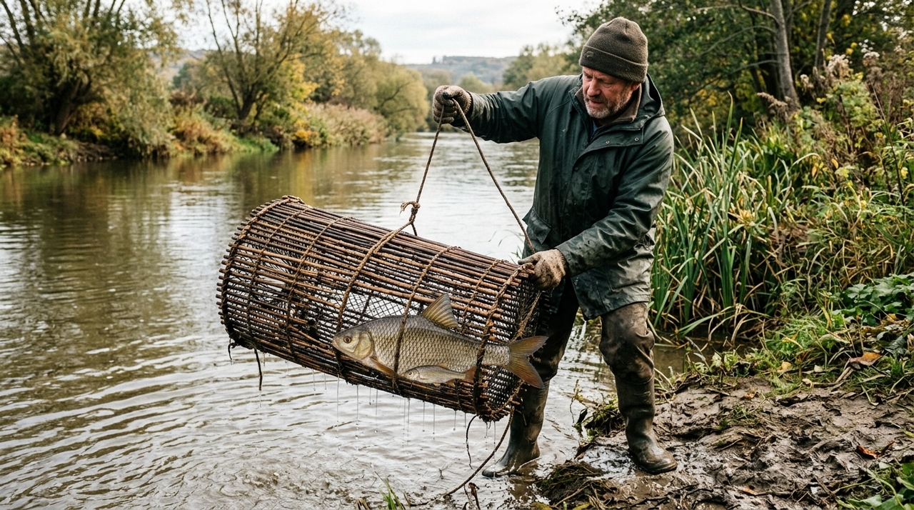 Os agentes percorreram a margem e localizaram as armadilhas fixadas em sequência.