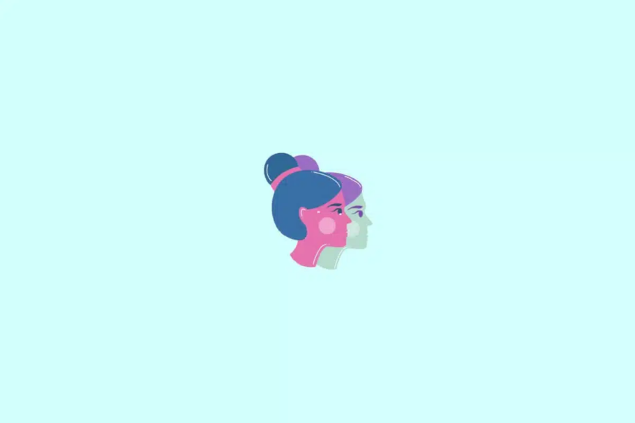 Ilustração do signo de gêmeos em um fundo verde-água