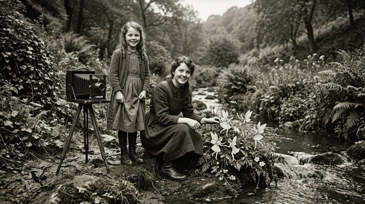 Elsie e Frances viviam em Cottingley, na Inglaterra, e gostavam de passar tempo perto de um riacho.