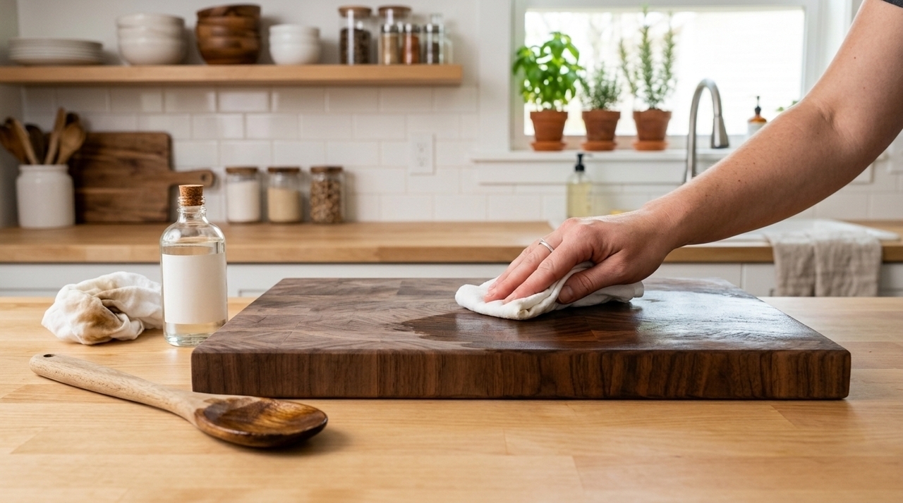 O óleo mineral de grau alimentício é estável e não fica rançoso como muitos óleos vegetais usados na cozinha.