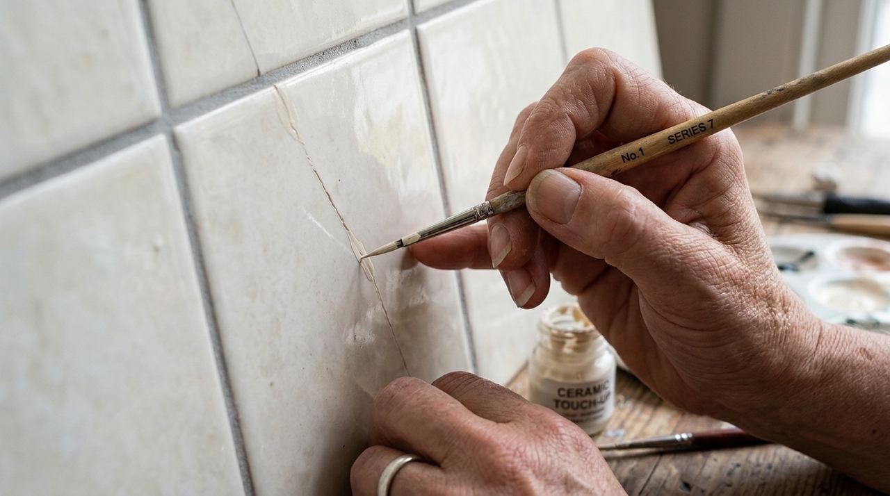 A solução consiste em utilizar massa ou pasta de reparo compatível com cerâmica.