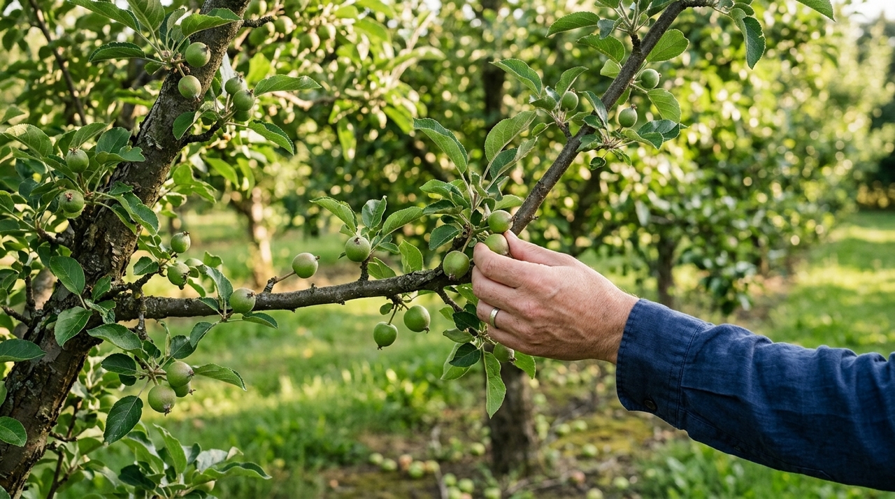 Cada maçã em desenvolvimento depende dos recursos produzidos pela árvore, incluindo água, nutrientes e carboidratos formados pelas folhas.