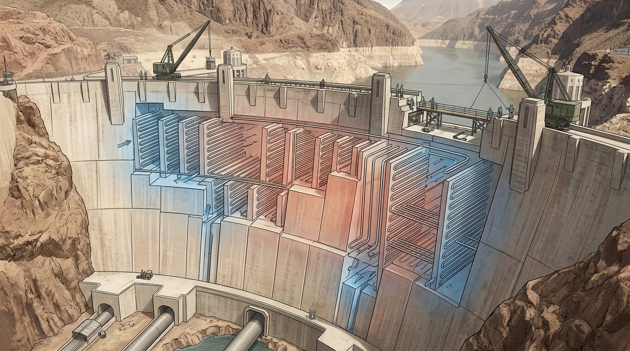 Construída nos anos 1930 no rio Colorado, entre Nevada e Arizona, a represa Hoover exigiu uma quantidade colossal de concreto.