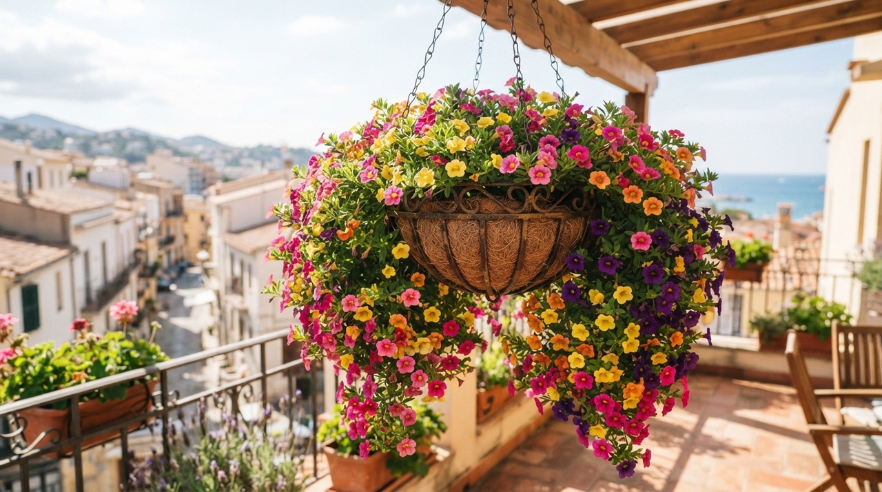 A mini-petúnia prefere locais muito iluminados e apresenta sua melhor floração quando recebe várias horas de sol direto por dia.