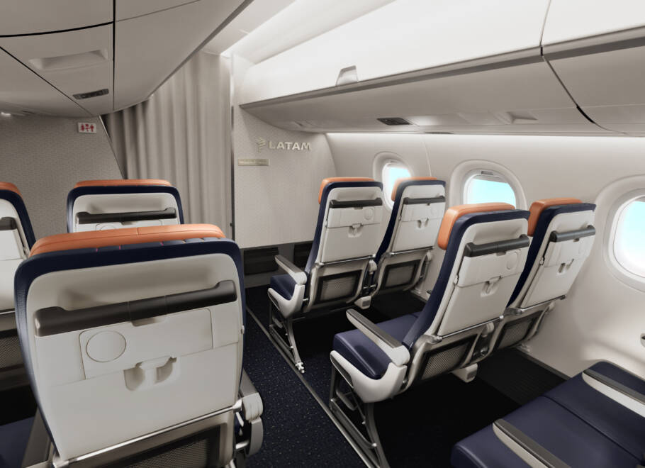Interior da Premium Economy do Embraer E-195-E2