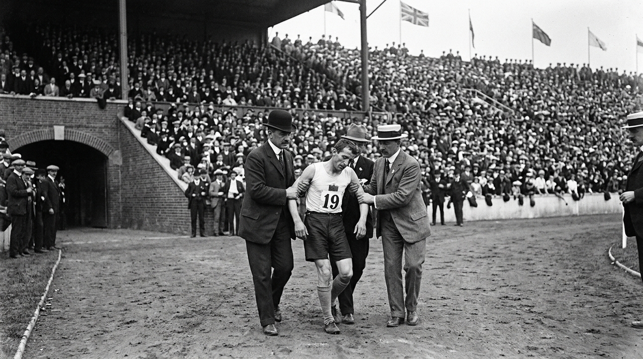 A maratona dos Jogos Olímpicos de Londres foi disputada em 24 de julho de 1908, em um dia quente e desgastante.