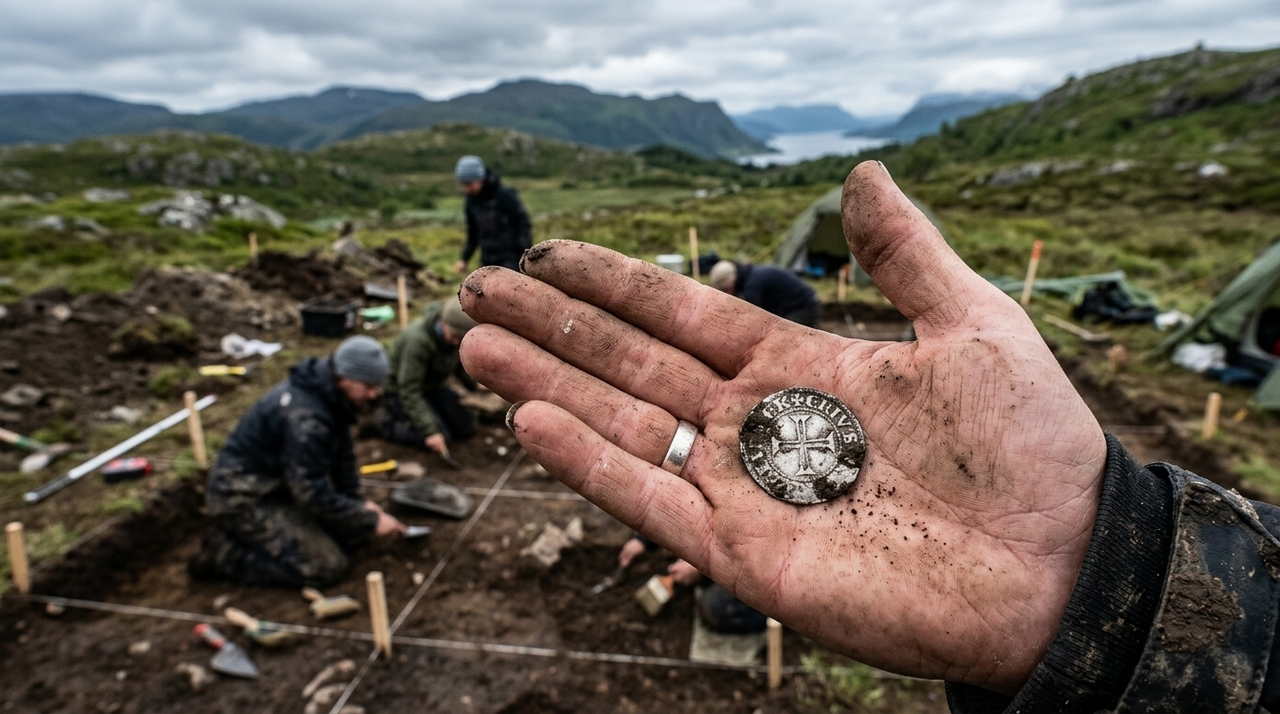 O detectorista Morten Eek encontrou o artefato em abril de 2025, em um campo próximo ao Mosteiro de Utstein, no sudoeste da Noruega
