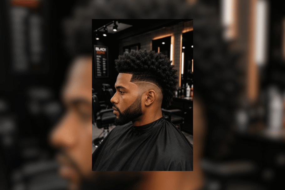 O moicano nudred une o estilo marcante do moicano com a textura de nós ou dreads curtos (Imagem: Divulgação | Barbearia Black Zone)