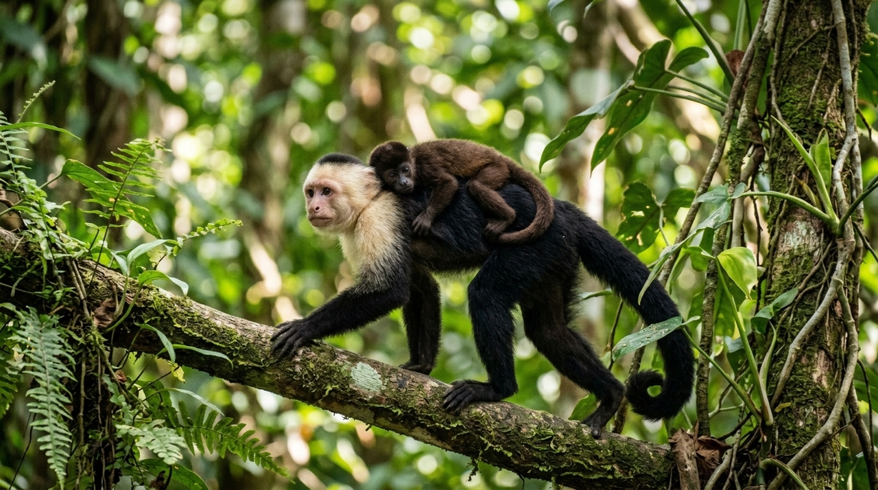O caso foi registrado na ilha de Jicarón, no Parque Nacional Coiba, onde pesquisadores acompanham macacos-prego-de-cara-branca por meio de câmeras automáticas.