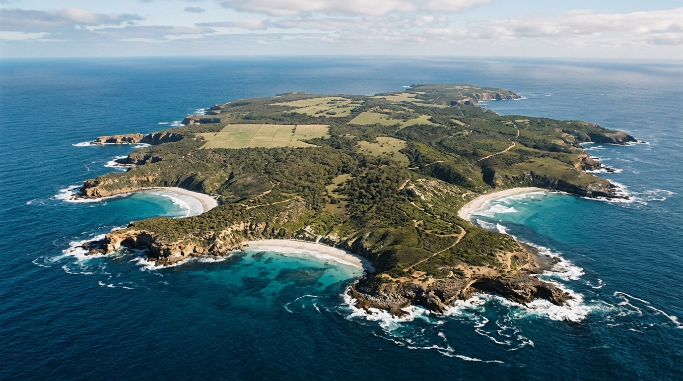 Flinders Island fica aproximadamente 35 quilômetros distante da Península de Eyre e possui cerca de 50 quilômetros de litoral.