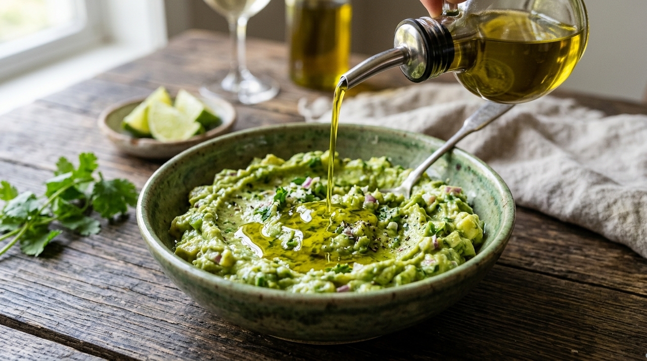 Amasse os avocados maduros com um garfo ou pilão, mantendo alguns pedaços visíveis.