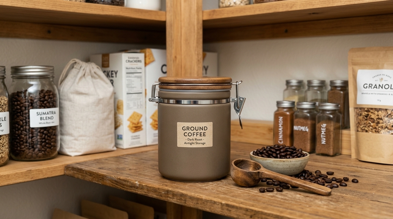 Uma despensa seca e protegida da luz é o melhor local para conservar o pó obtido dos grãos de café.