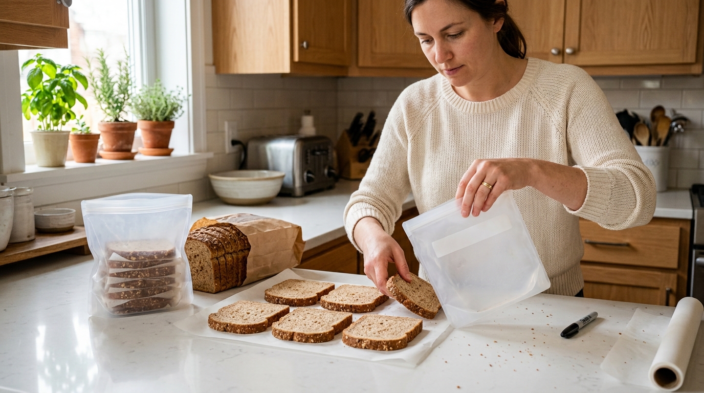 O pão contém umidade e pode desenvolver mofo quando permanece armazenado em condições favoráveis ao crescimento desses microrganismos.