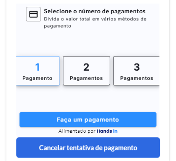 Tela mostra as opções de pagamentos da passagem aérea