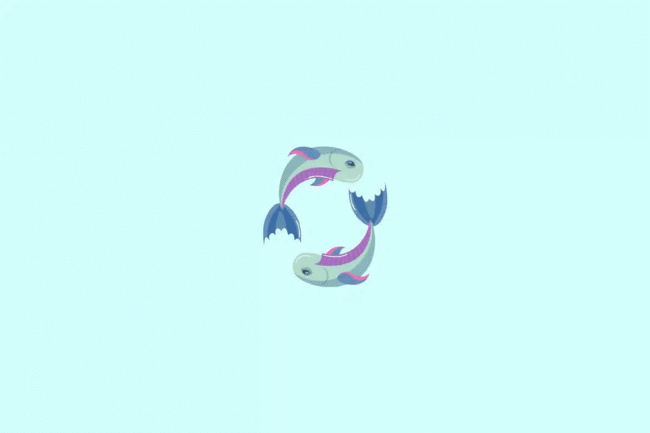 Ilustração do signo de peixes em um fundo verde-água