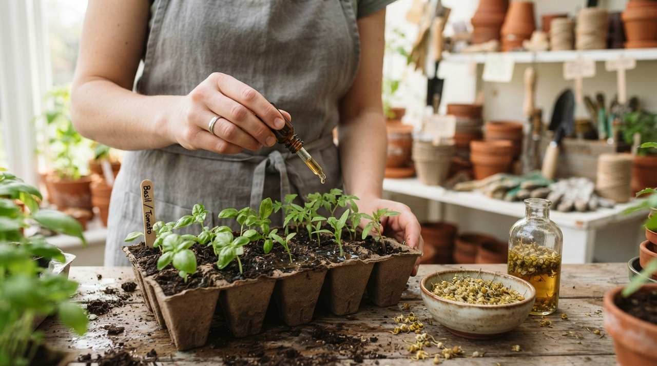 As flores da planta contêm compostos ativos e ácidos tânicos que exercem ação antimicrobiana suave.