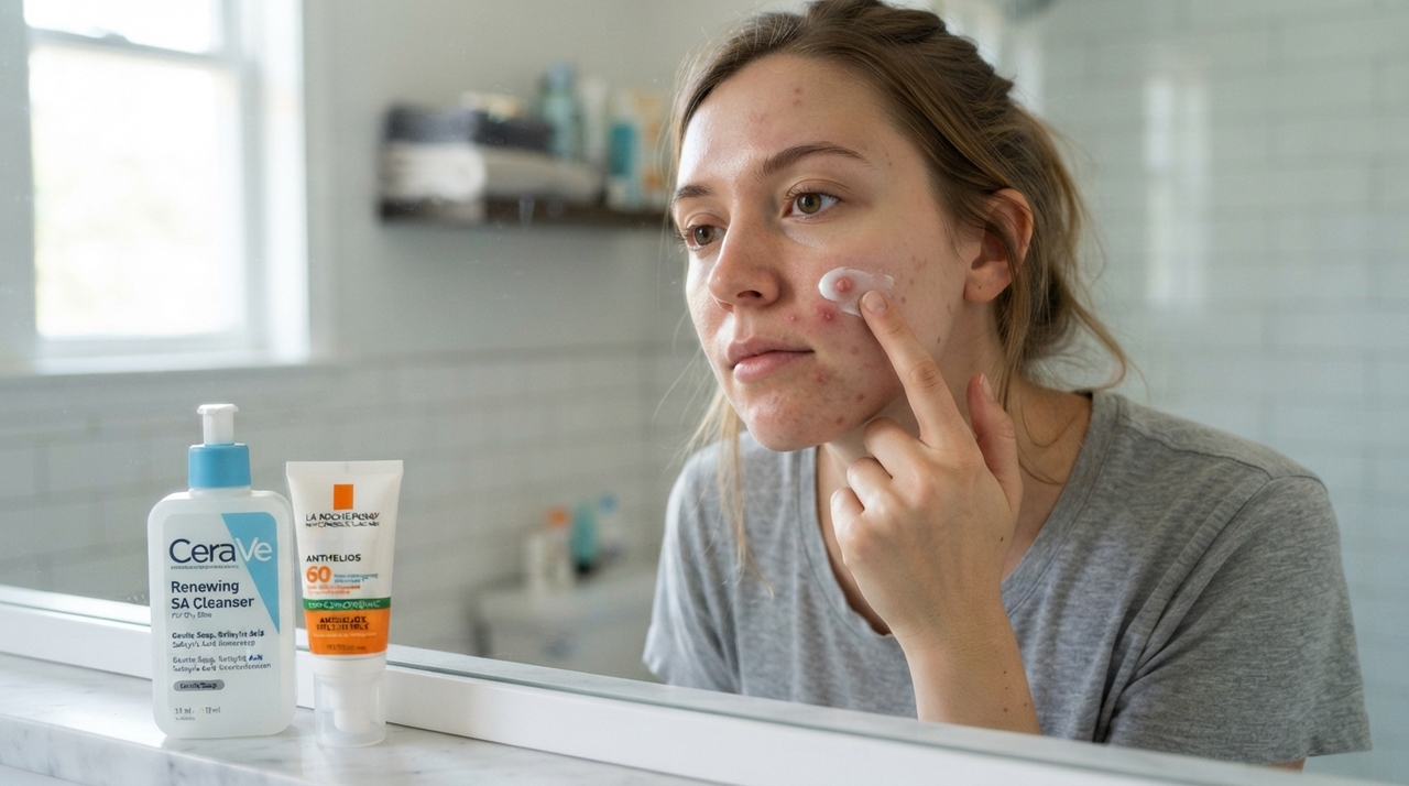 A acne surge quando óleo, células mortas e inflamação afetam os folículos da pele.