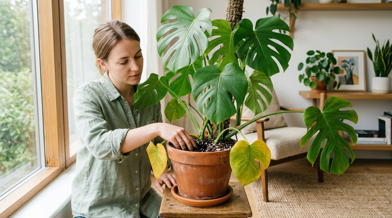 A monstera gosta de umidade, mas não gosta de raiz encharcada.
