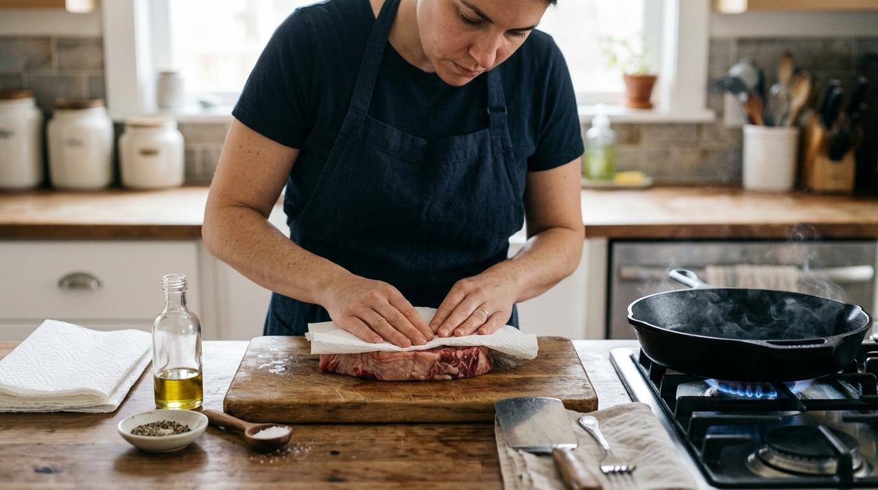 Uma superfície bem aquecida acelera as reações responsáveis pelo douramento da carne.