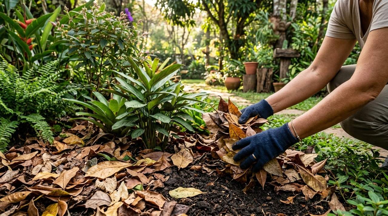 A decomposição gradual dessa cobertura vegetal devolve elementos essenciais para as plantas, estimulando a vida biológica subterrânea.