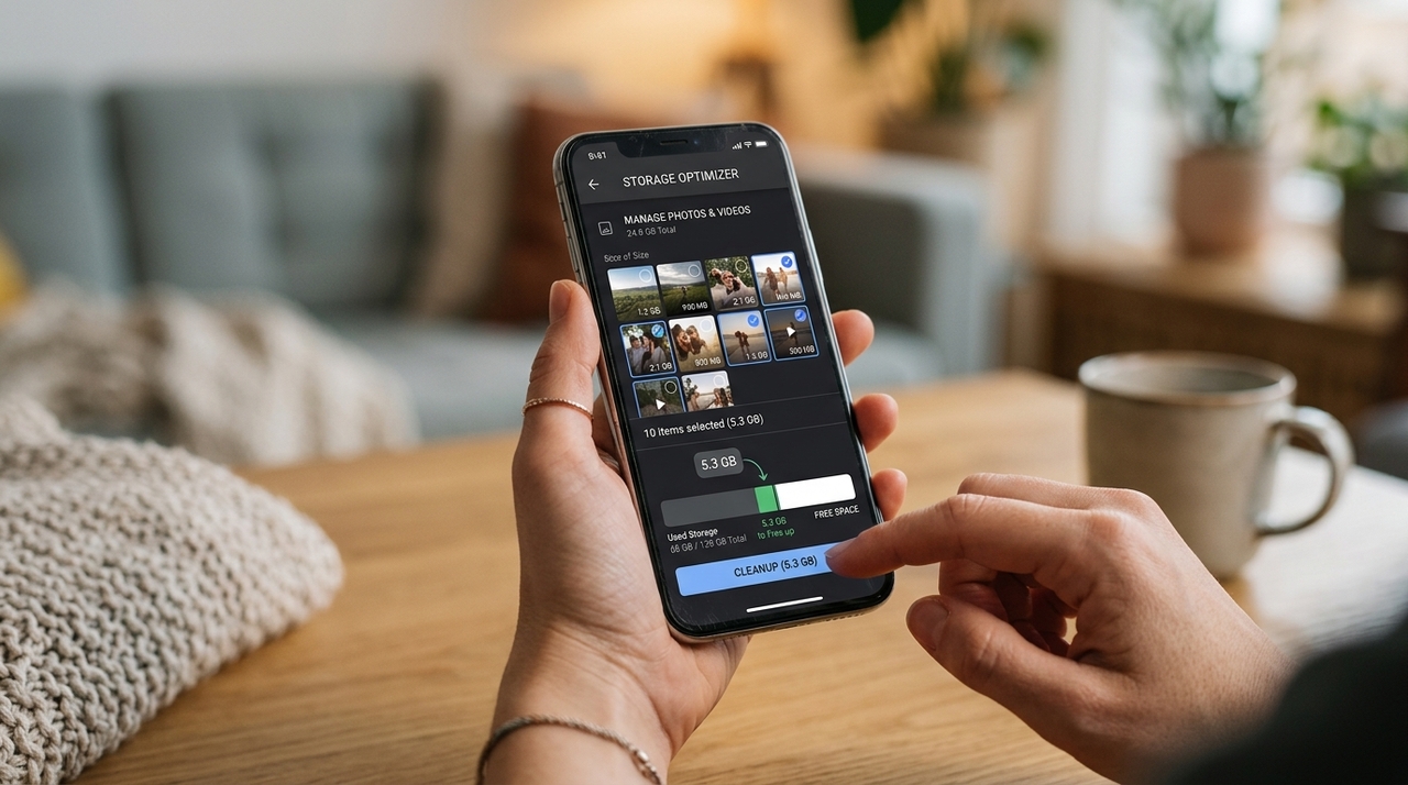 Depois da limpeza, é possível entrar em Armazenamento e dados e limitar o download automático de fotos, áudios, vídeos e documentos.