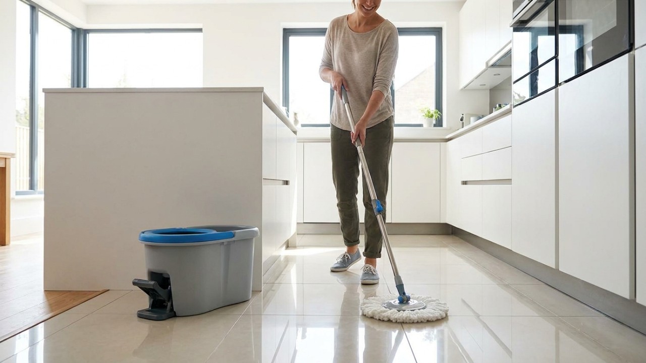 O sistema de balde com compartimento duplo oferece uma limpeza mais profunda e prática para todos os tipos de pisos.