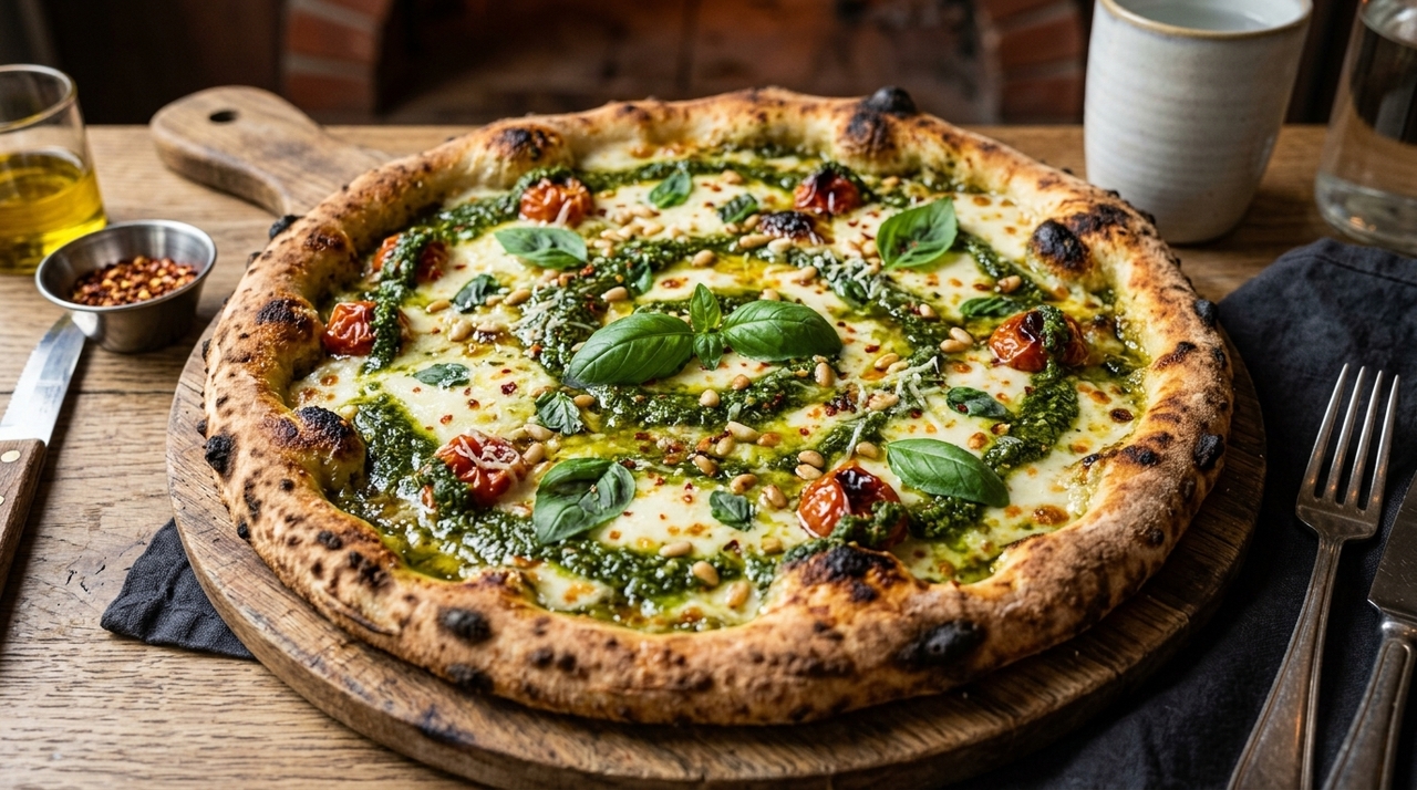 O pesto genovês tradicional utiliza pinhões, mas eles costumam ser caros e menos acessíveis no Brasil.