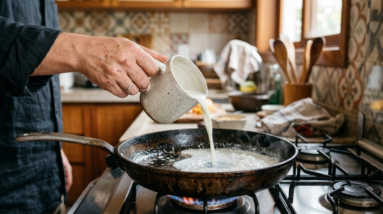 O desgaste natural do tempo cria pequenas ranhuras invisíveis que prendem qualquer alimento durante o cozimento.