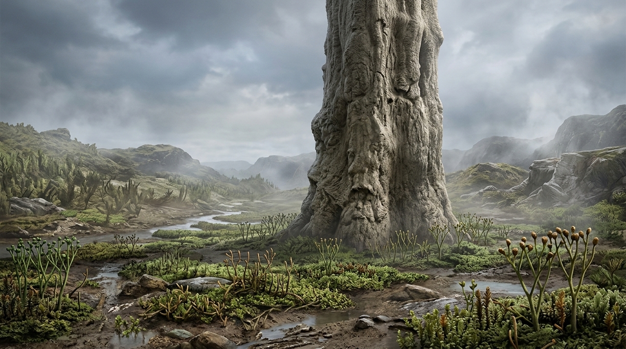 O Prototaxites viveu entre o final do Siluriano e o Devoniano, quando as paisagens terrestres eram muito diferentes das atuais