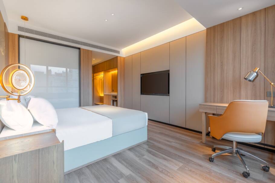 Interior de um dos quartos do Wyndham Garden São Paulo Aclimação