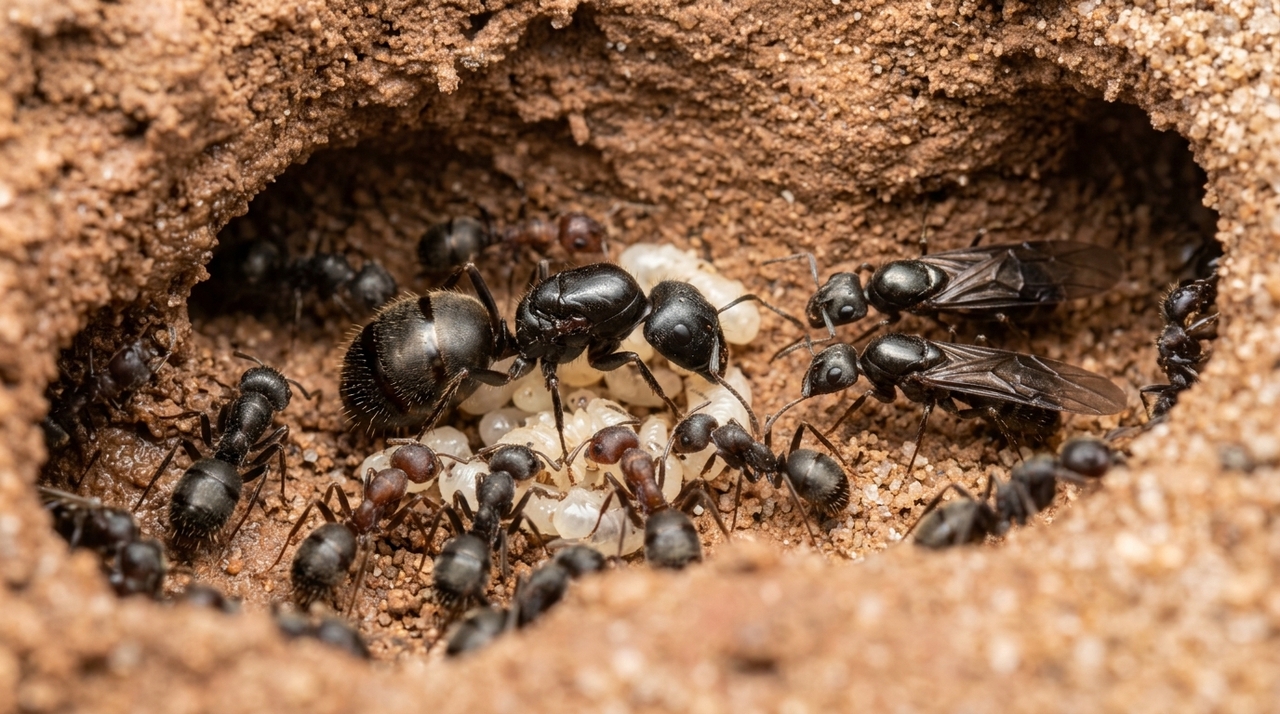 As rainhas de Messor ibericus conseguem pôr ovos que originam machos de Messor structor, uma espécie evolutivamente distante.