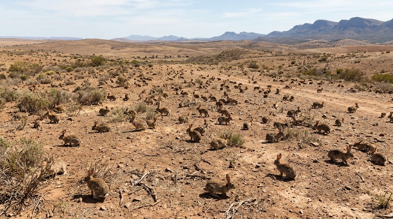 O avanço dos coelhos pela Austrália colocou uma enorme pressão sobre pastagens e plantas nativas.