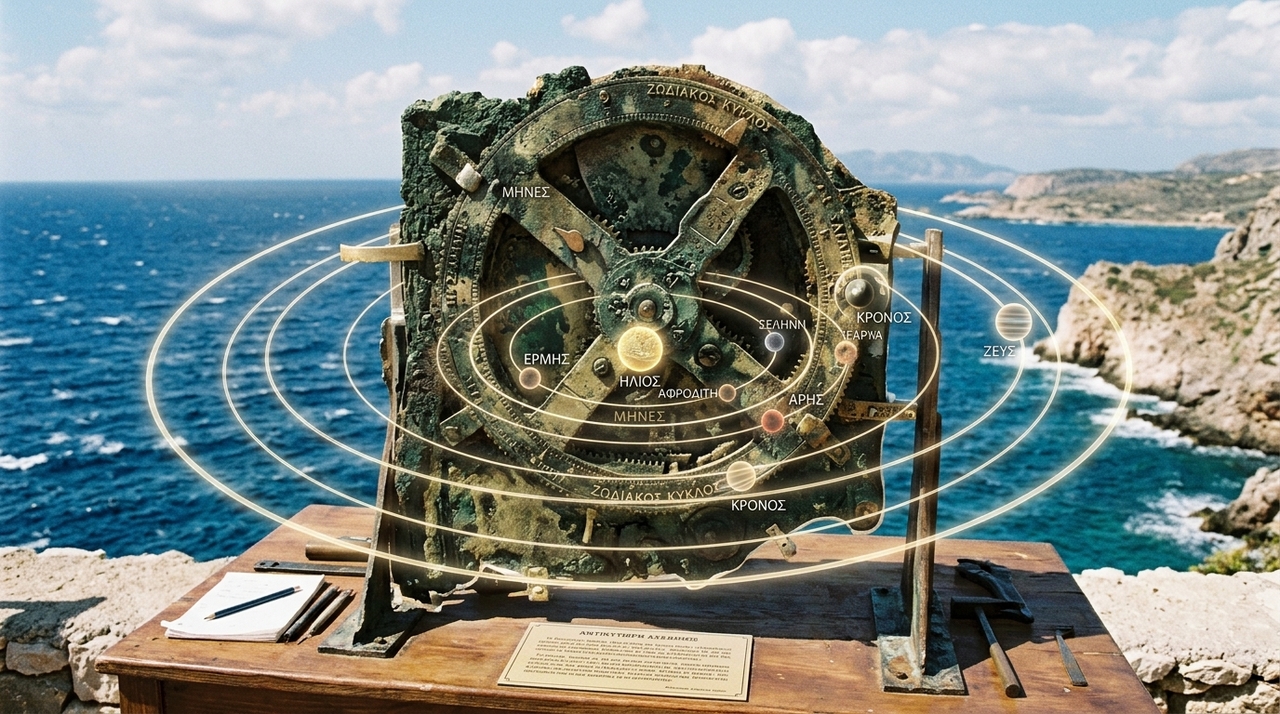 O artefato foi recuperado dos destroços de um navio perto da ilha grega de Anticítera, entre Creta e o sul da Grécia.