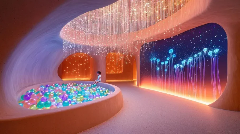 O projeto arquitetônico foi desenvolvido a partir de conceitos de arquitetura biofílica e desenho sensorial