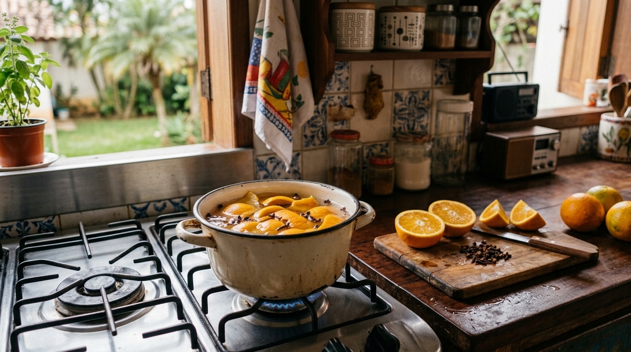 O cravo-da-índia acrescenta um aroma quente, doce e levemente picante que contrasta com o cítrico da laranja.
