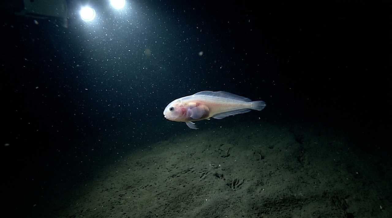 O animal pertence ao gênero Pseudoliparis, grupo conhecido como peixe-caracol.