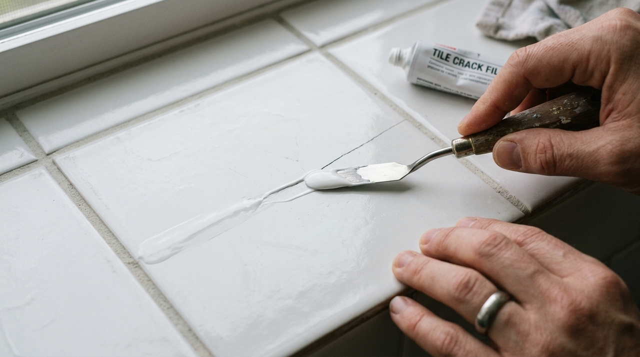 A solução consiste em utilizar massa ou pasta de reparo compatível com cerâmica.