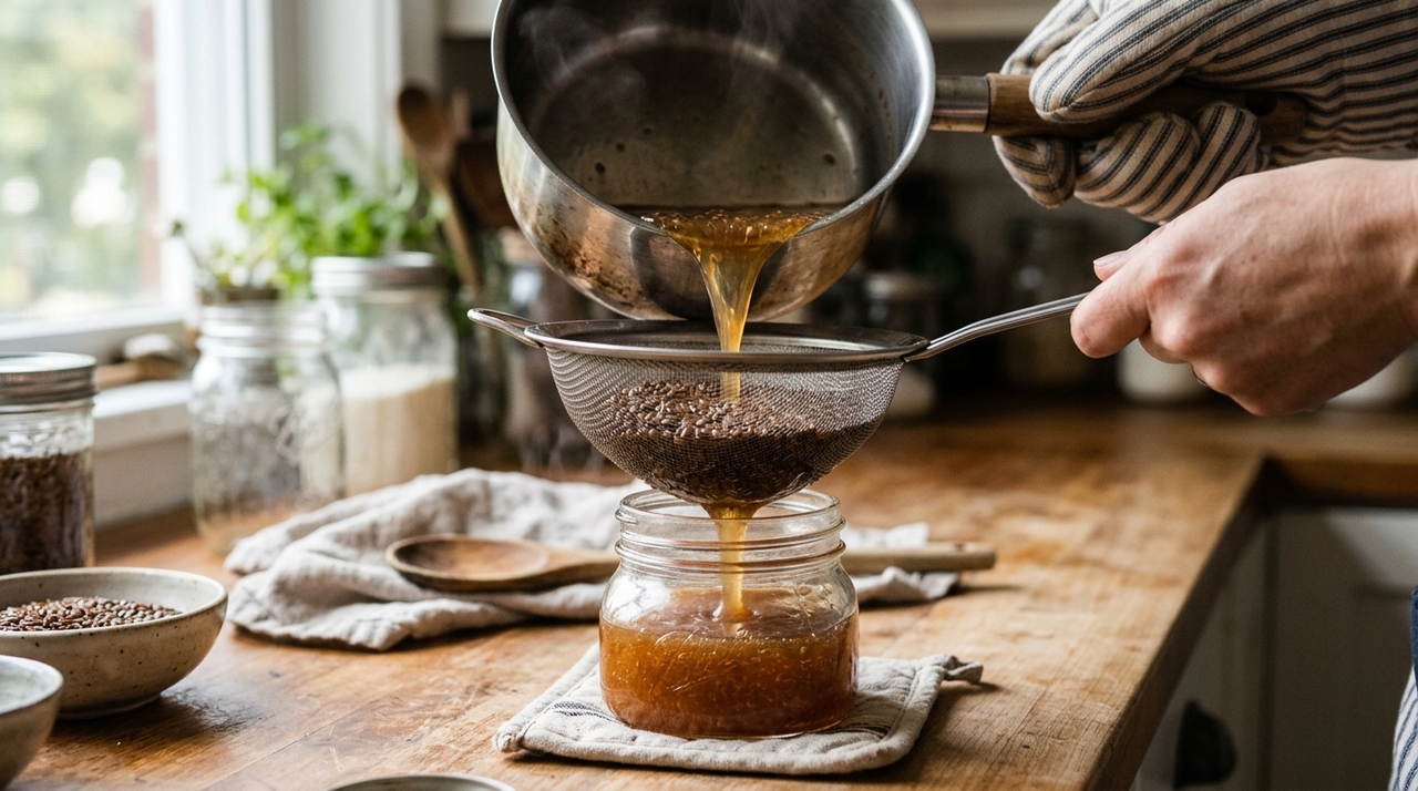 Uma receita simples utiliza duas colheres de sopa de sementes inteiras para aproximadamente uma xícara de água.