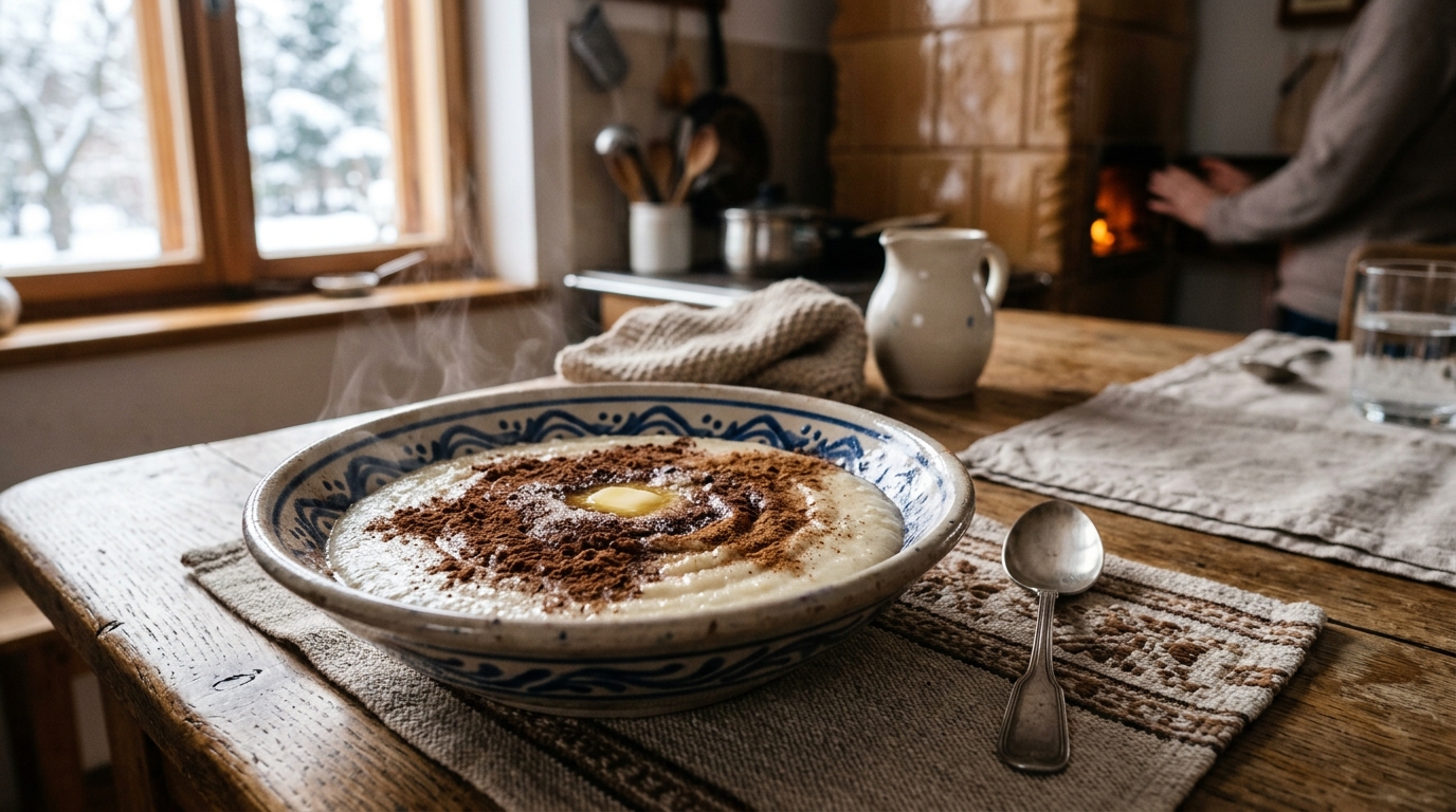 O segredo é adicionar a semolina aos poucos no leite quente, mexendo continuamente