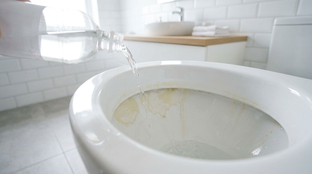 O acúmulo de sujeira na louça sanitária costuma gerar crostas amareladas bastante resistentes aos limpadores convencionais.