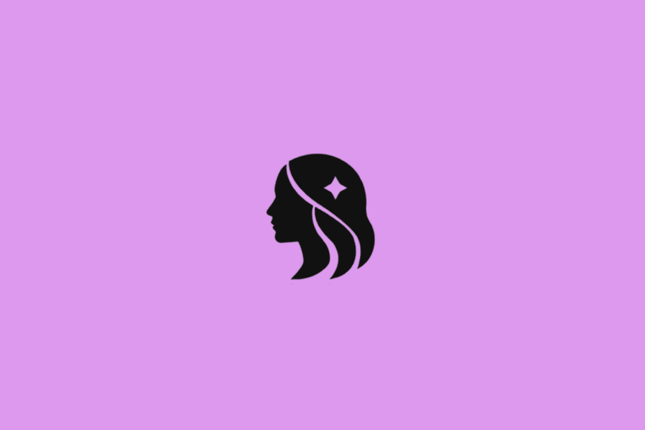 Símbolo do signo de Virgem em preto com uma estrela em fundo roxo