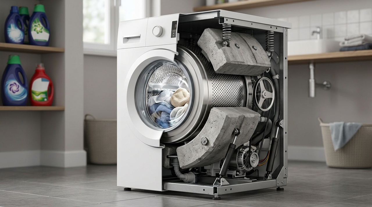 Durante a centrifugação, o tambor gira em alta velocidade e as roupas podem ficar distribuídas de maneira desigual.