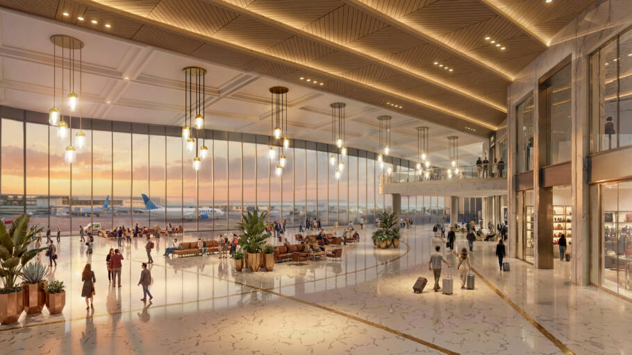 Ilustração artística mostra como será o novo terminal de passageiros do Washington Dulles