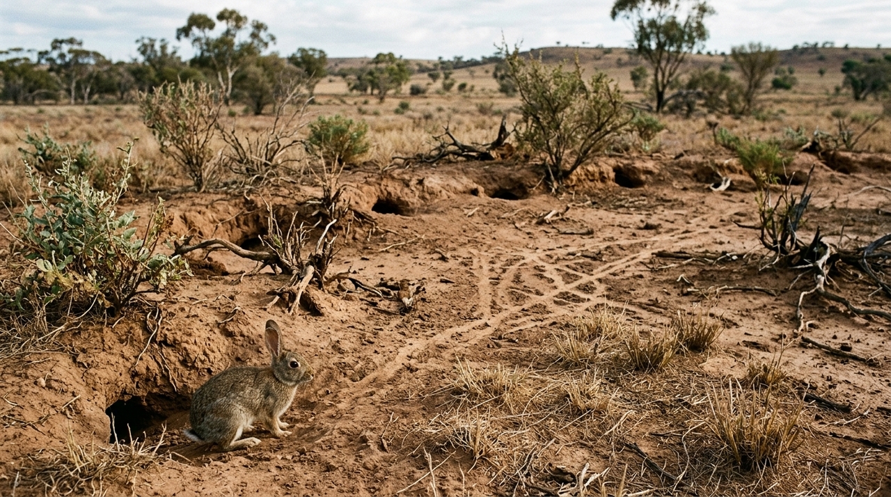 O avanço dos coelhos pela Austrália colocou uma enorme pressão sobre pastagens e plantas nativas.