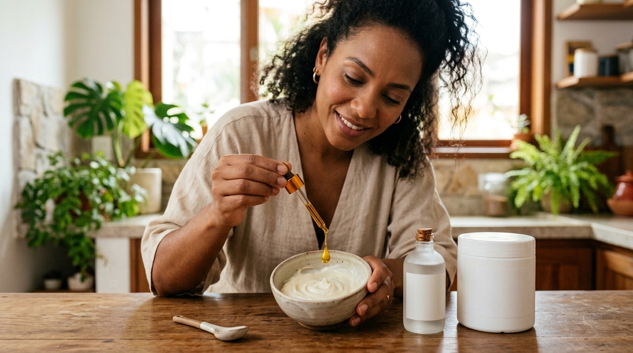 A máscara já ajuda a condicionar e amaciar os fios, enquanto o óleo vegetal pode reforçar a sensação de nutrição, brilho e redução do ressecamento